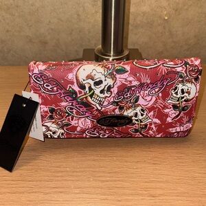 Ed Hardy Red Skull & Rose Wallet NWT